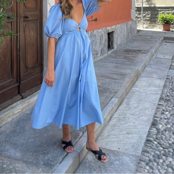 Abercrombie & Fitch blue tie-back midi dress, size S - Picture 1 of 5